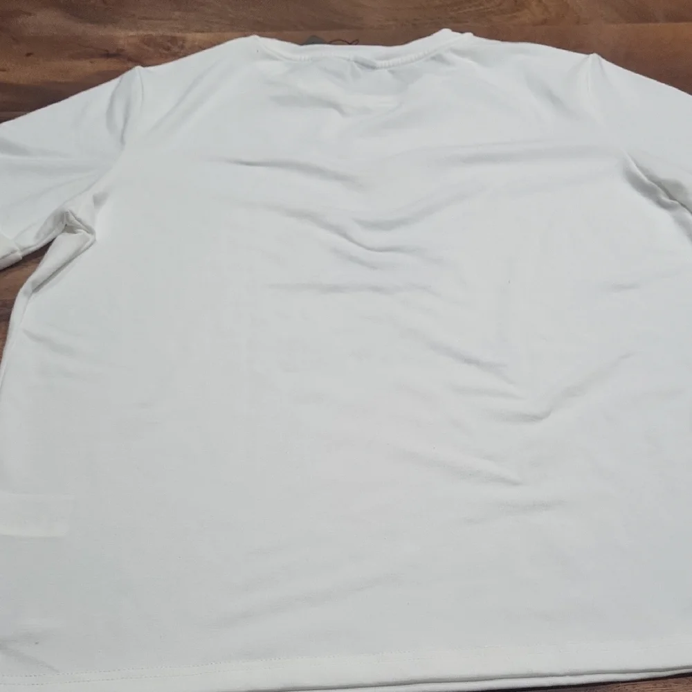 SHEIN White Tee with Cat Postal Graphic